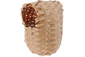 MinnowXY Small Bird Nest with Metal Hook Hand-Woven Bird Eco-Friendly Natural Bamboo Cage Accessories Hanging Bird Shelter