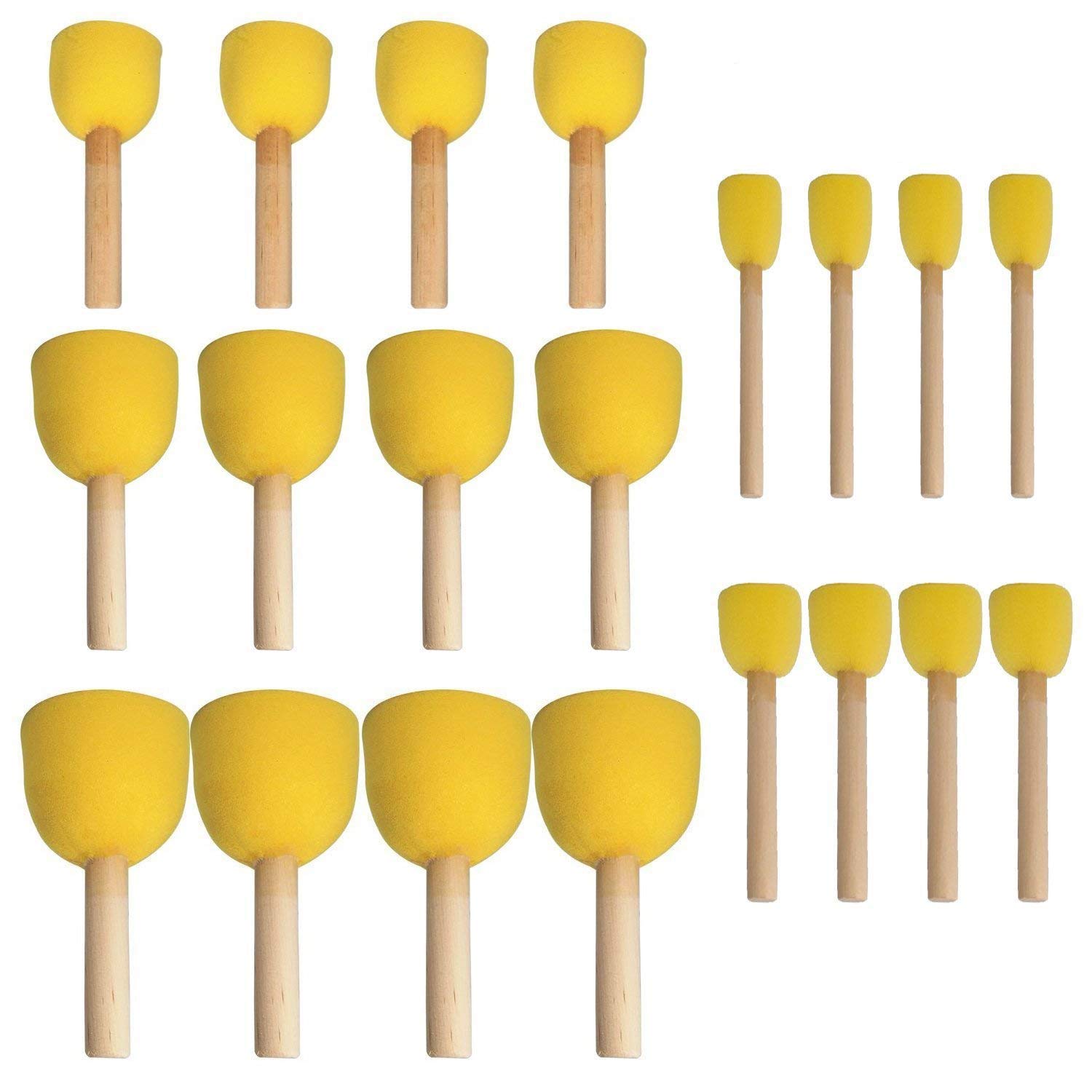 Micent 20Pieces Assorted Size Round Sponges Brush Set Kids Painting