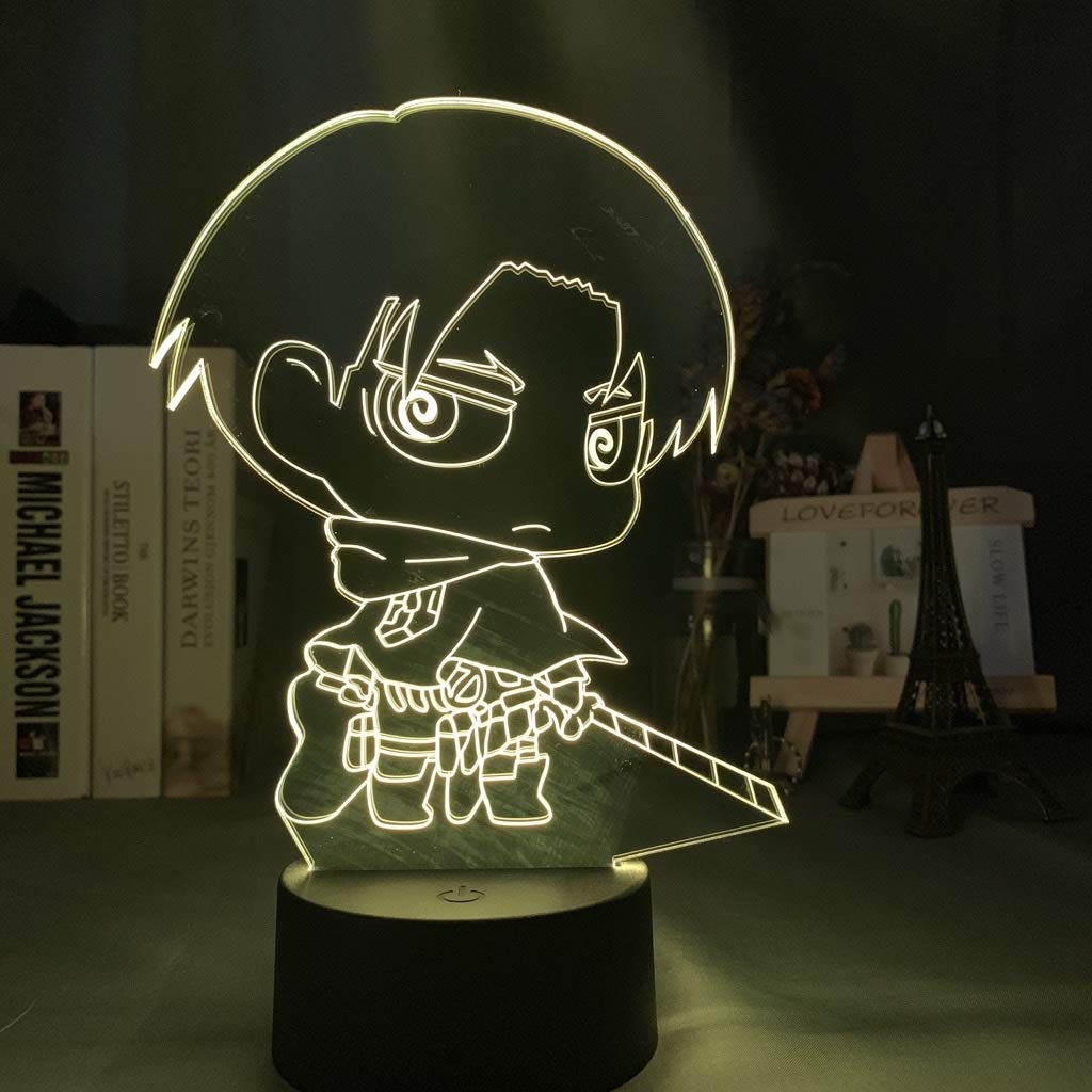 3D Stereo Night Light, Attack On Titan: Levi · Ackerman, Remote Control Touch LED Stereo Table Lamp, Bedroom Bedside Lamp, Creative Bedroom Decoration Lamp