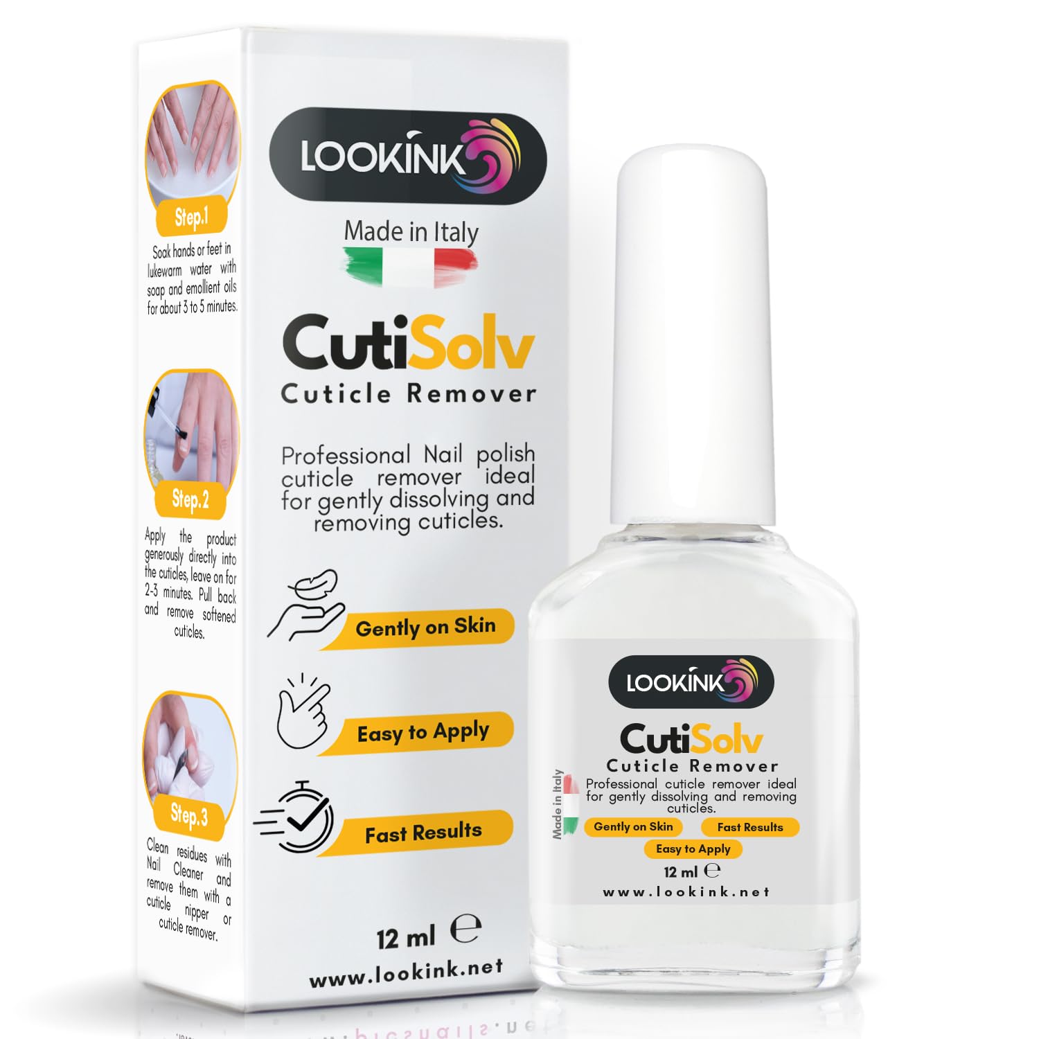 Professional Nail Cuticle Remover 12 ml - Made in Italy - Cutisolv for Hands and Feet - Gently Dissolves and Removes Cuticles, Instant Cuticle Remover, Cuticle Softener for Perfect Manicure