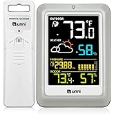 Indoor Outdoor Thermometer Wireless Weather Stations, with 330ft Range Sensor and Adjustable Brightness Inside Outside Temperature Humidity Monitor (Colorfu02)