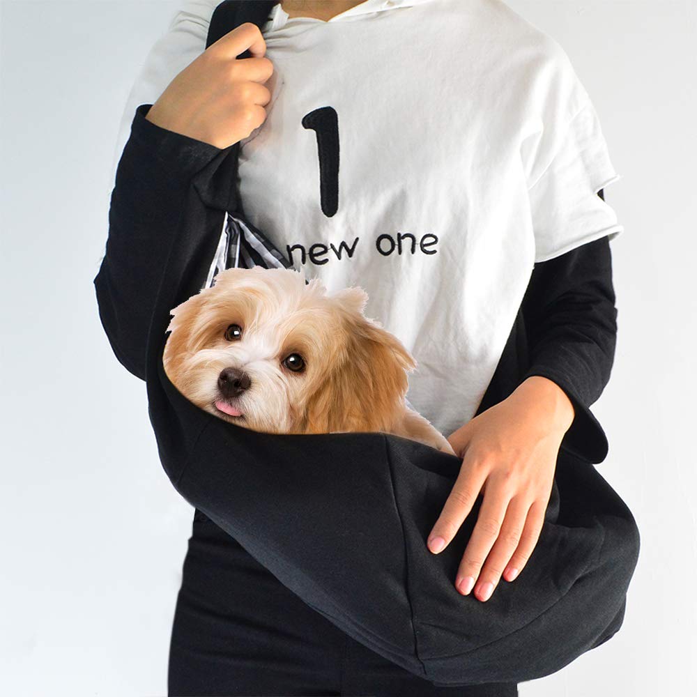 Poualss Reversible Pet Sling Carrier Dogs Cats Hands-Free Soft Pouch Outdoor Travel