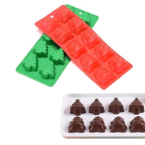 ESA Supplies 2 moldes de silicona para chocolate y Papá Noel con ...
