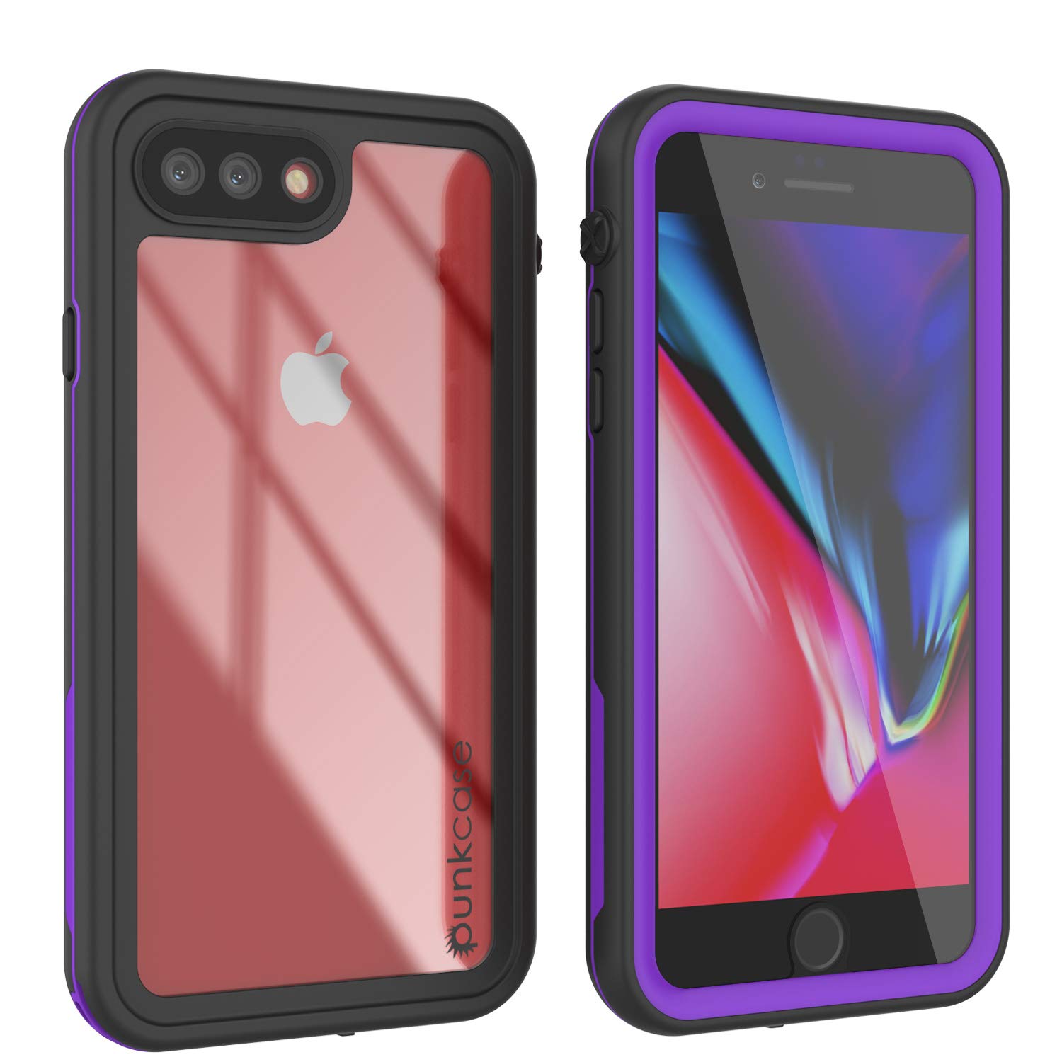 PunkCase iPhone 8 Plus Waterproof Case [Rapture Series] Protective IP68 Certified Full Body Cover W/Built In Screen Protector [Clear Back] For iPhone 7 Plus (2016) & 8 Plus (2017) (5.5") (Purple)