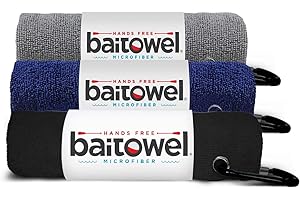 BAITOWEL Bait Towel 3 Pack Fishing Towels with Clip, Plush Microfiber nap Fabric, 16x16, The Original Bait Towel Value 3 Pack