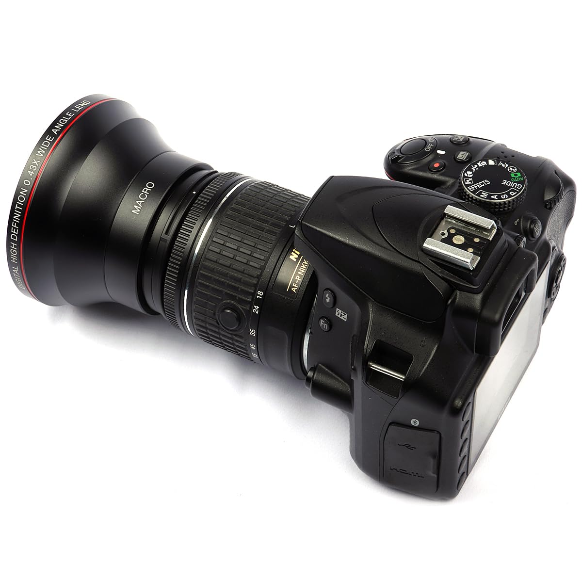 Lightdow 58MM 0.43x High-Definition Wide Angle + Macro Lens Attachment for Canon EOS Cameras - Enhance Your Photography Creativity (φ58mm)