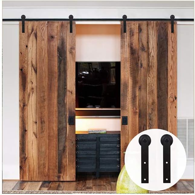 LWZH 15FT/457cm Sliding Barn Door Hardware Sliding Door Kit Barn Door Kit for Double Door