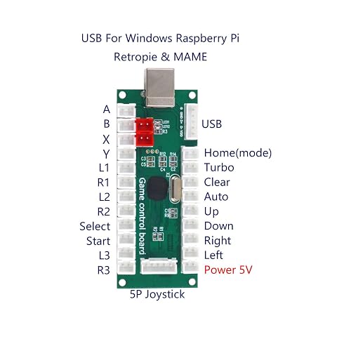 SJ@JX Arcade Controller DIY Kit – Mit USB-Encoder, 8-Wege-Joystick & 10 Tasten, Für PC, MAME & Raspberry Pi