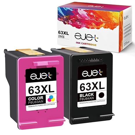 2pk Ink Cartridges Combo Replace for HP 63XL Envy 4520 Officejet 3830 4650