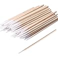 RIKWOG 200pcs Pointed Cotton Swabs, 4 inch Precision Microblading Cotton Swab Cotton Sticks Applicator for Eyebrow Tattoo Beauty Make-up Nail Clean, Wood Handle Pointed Tip Head