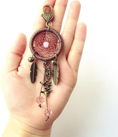 Amazon Co Jp Kanjj Yu キャッチャーカーキーホルダー壁掛けキーホルダー手作りのドリームキャッチャーネットで金属の羽ペンダントキーホルダー キーホルダー ホーム キッチン