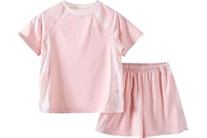 Girls 2 Piece Outfits Mesh Active Crop Tops Shorts Set Soft Breathable Clothing Sets Lightweight Sports Tracksuit for Teens