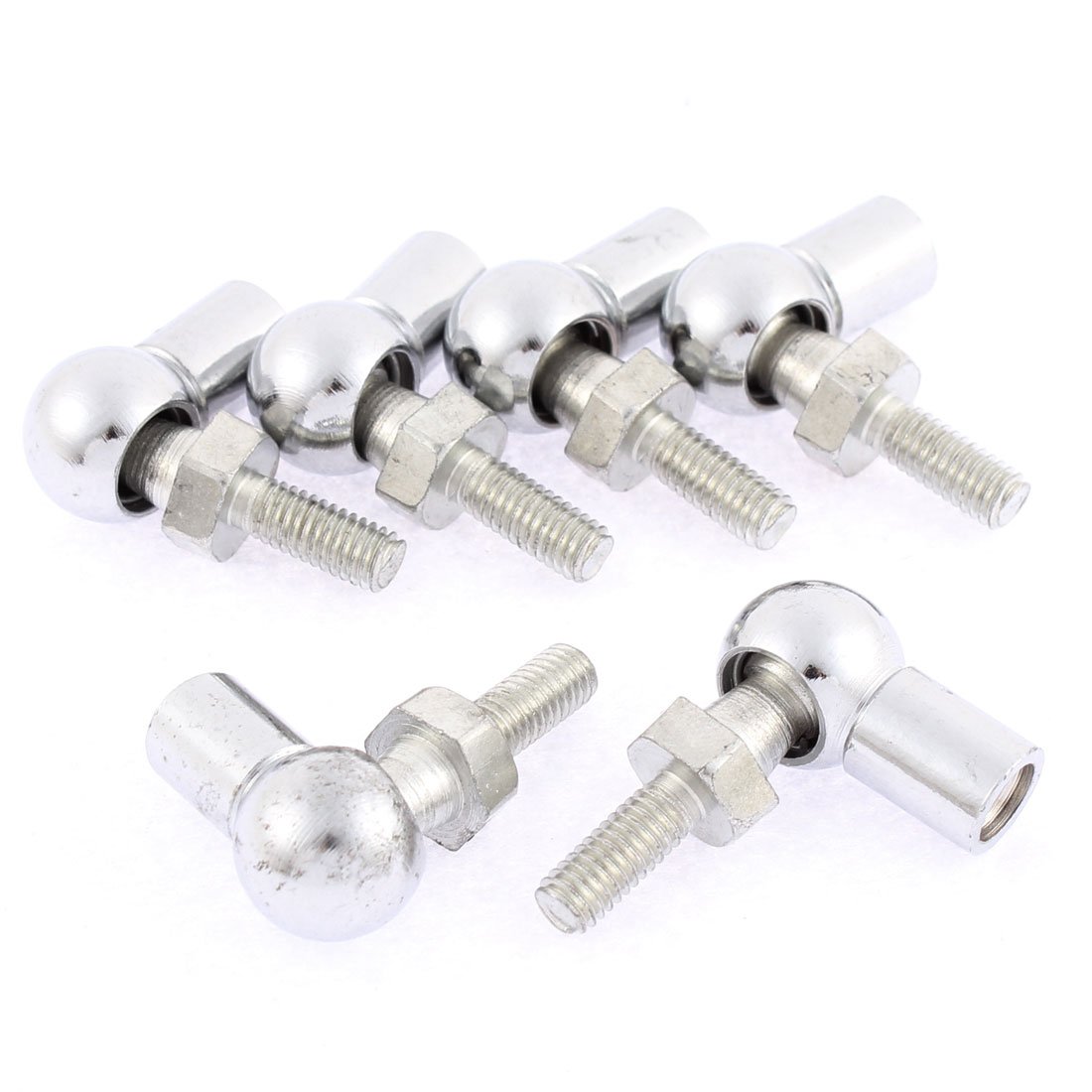 sourcingmap Rod End Ball Bearing with Stud, Right-Hand Female Thread M8x1.25mm and Right-Hand Male Thread M6x1.0mm, L-Shape Ball Socket Endfitting 6pcs