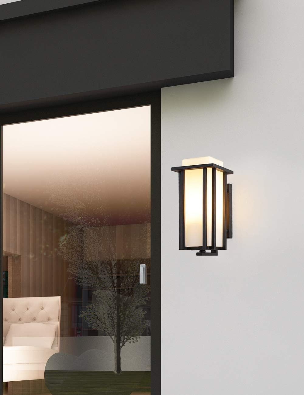 Outdoor Exterior Wall Lantern Lighting Sconce As Porch Light Fixture Weather Rust Resistant Black Finish With Frosted Glass For Exterior House Deck Patio Porch Lighting Porch Patio Lights Wall Lights Theinstantsolutions Com