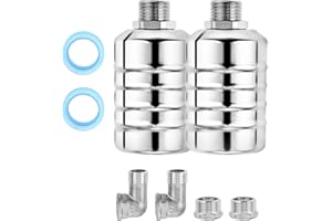 Teengse 2Pcs Automatic Water Level Control Float Valve 304 Stainless Steel, 2Pcs 1/2" & 3/4" Straight/Elbow Fittings with 2 Feed Strip for Water Tanks, Pools, Livestock Troughs (0.2-10Pa, Food Grade)