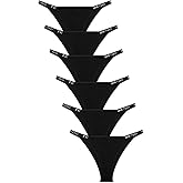 FINETOO Womens Underwear Cotton High Cut String Bikini Panties Low Rise Hipster Ladies Sexy Cheeky Underwear 6 Pack