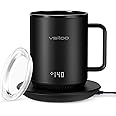 vsitoo Temperature Control Smart Mug, 10 oz, App Controlled or Manual Controlled Coffee Mug, Smart Digital Display (Black)