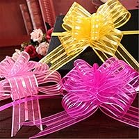 FinancePlan Gift Wrap Pull Bows for Presents, Weddings, Birthdays, Baby Showers, Iridescent Sheer Organza Ribbon, 10 Count