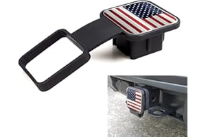 Fogfar 1 PC Square Tow Hitch Dust Plug, 3.14" x 3.14" x 1.96" American Flag Pattern Tow Tube Square Cover, Trailer Receive Tube Plug, Fits 2" x 2" Receiver Tube (Red)