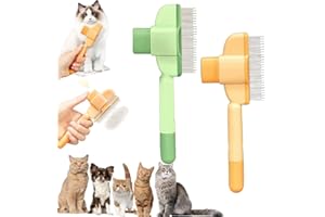 TDIPS Avatore Zenbrush Cat Comb, Self-Cleaning Pet Comb Grooming Brush, Cat Dog Pet Grooming Brush for Massaging and Cleaning Hairs (Green+Yellow)