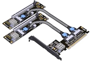 JMT ADT-F36B-F37B-D8S PCI-e 4.0 X16 to X8 X8 MCIO Bifurcation Adapter Riser Card 256G/bps Split Extender SFF-TA-1016 with Pow