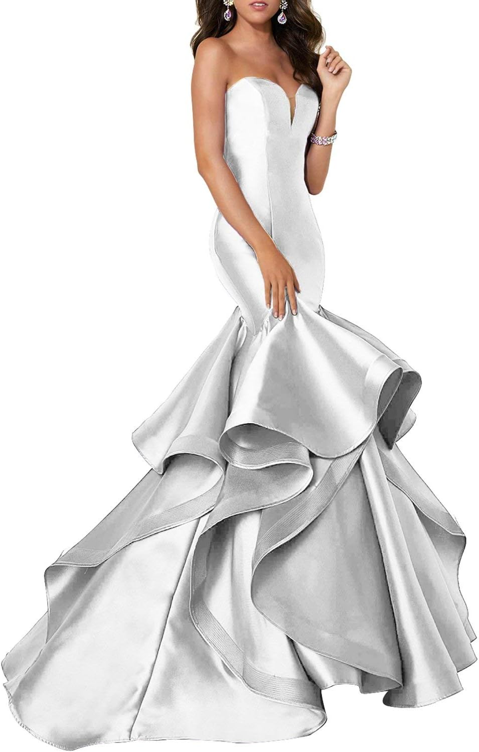Scarisee Women's Sweetheart Mermaid Prom Evening Party Dresses Tiered Formalsa51