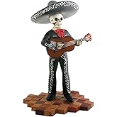 Skeleton Skull Black Mariachi Band Guitar Figurine Collectible