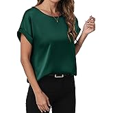 ANRABESS Women's Summer Dressy Casual Short Sleeve Shirts Crewneck Satin 2026 Business Office Work Blouse Tops