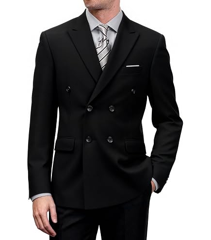 Wemaliyzd Mens Classic Fit Peak Lapel Double Breasted Suit Jacket