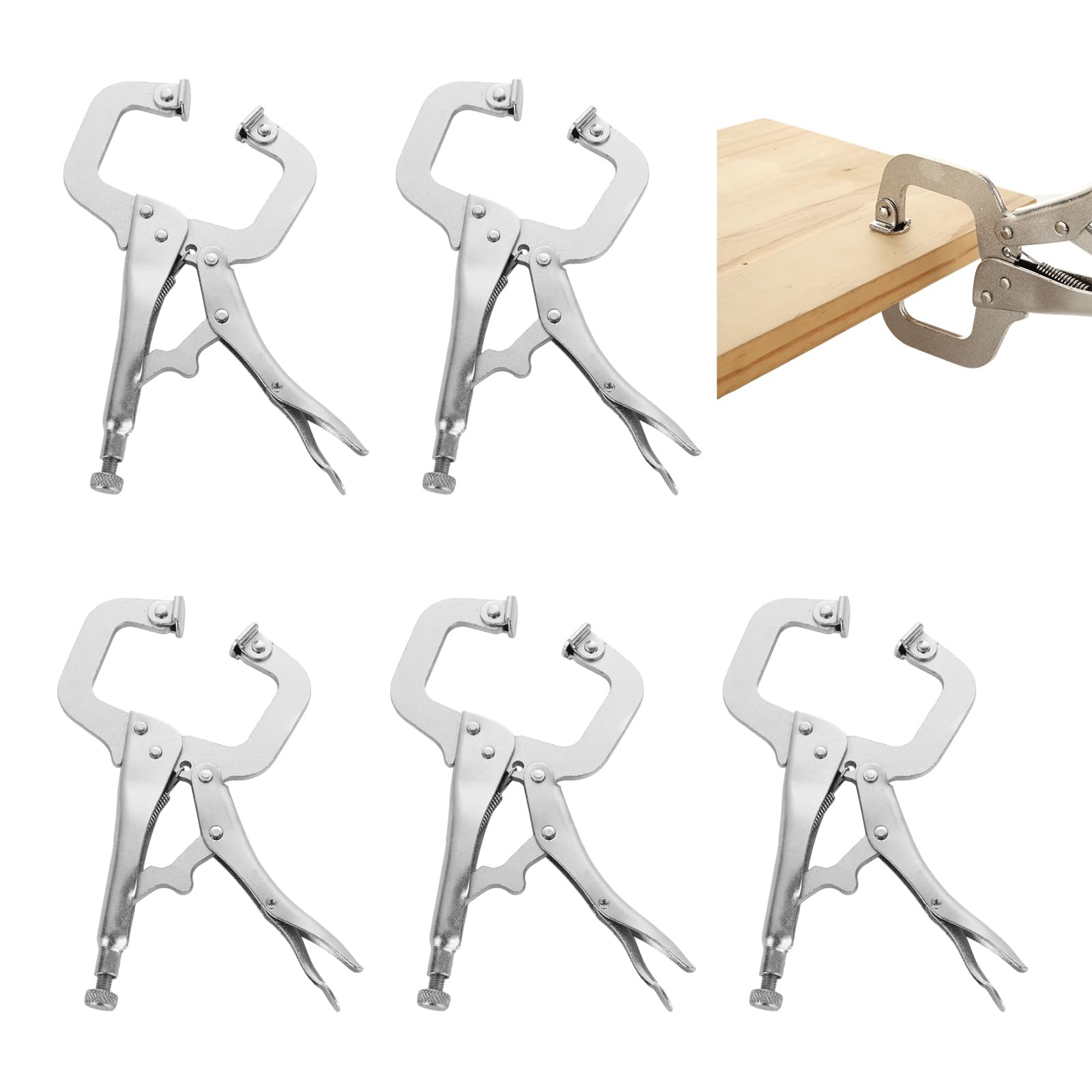 Photo 1 of SHUESS 5 Pcs 6 Inch C Clamp Locking Pliers Heavy Duty Welding Clamps Vise Grip Clamps with Swivel Pads, Vise Grip C Clamp for Woodworking,Home,Metalworking, Auto Repair