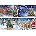 4 Pack Christmas 5D DIY Diamond Painting Full Drill Round, Picture Include Snowflower Christmas Deer Santa Claus Tree of Crystals for Festival Home Wall Decor (Christmas)