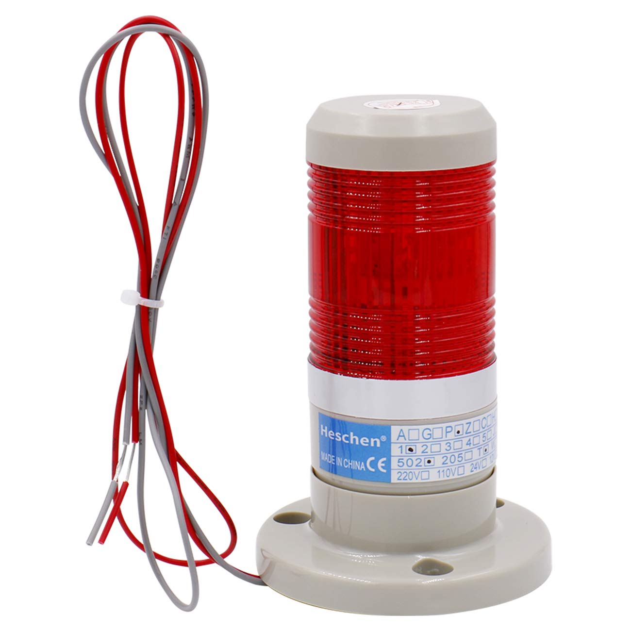 Heschen LED Bulb Warning Light Tower Signal Light 12V DC Red 2 Wires