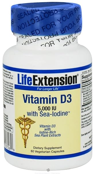 Life Extension Vitamin D3 5000 Iu Vegetarian Capsules 60 Count