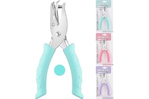 NEBURORA Hole Punch, Blue Single Hole Puncher Metal with Soft-Handled for DIY Craft Tags Clothing Ticket Scrapbook Tool, 3 Co