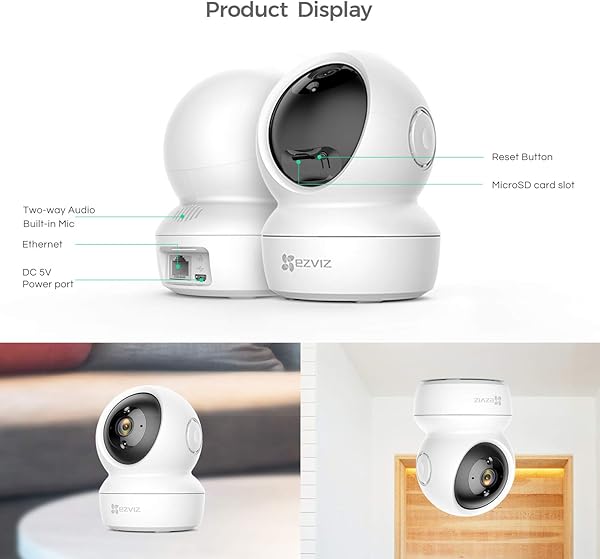 EZVIZ Cmara de Vigilancia WiFi Interior 1080P Cmara IP Domo 360 PTZ Visin Nocturna Deteccin de Movimiento Audio Bidireccional Compatible con Alexa y Google AndriodiOS C6N