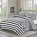 Moliy Lightweight 3pc Duvet Cover Set with 2 Pillow Shams,Microfiber,with Zipper Closure&Corner Ties,Reversible,Classic Stripe Design,Black/White Color,Hypoallergenic,Soft and Extremely Durable(Queen)
