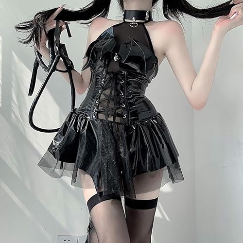 LJJCSFF Cosplay Costumes Sexy Lingerie Set Kawaii Black Cute Anime Bat Lingerie Set Dress Lace Up Crop Top faux Leather Chocker in Saudi Arabia | Whizz LJJCSFF Cosplay Costumes Sexy Lingerie Set Kawaii Black Cute Anime Bat Lingerie Set Dress Lace Up Crop Top faux Leather Chocker in Saudi Arabia | Whizz