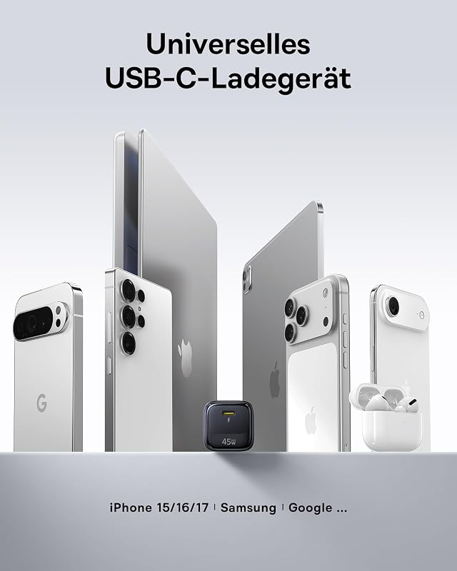 Enerfill 45W USB C Ladegerät, PD 3.2 AVS GaN Schnellladegerät