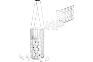 RIVER HILL GOLF Golf Ball Retriever, 304 Stainless Steel Golf Ball Picker Upper, 2-in-1 Design Golf Ball Collector and Basket Hold Up 140 Balls, Rust-Free Shag Bag Grabber Collector Tool Bucket Simulator Accessories