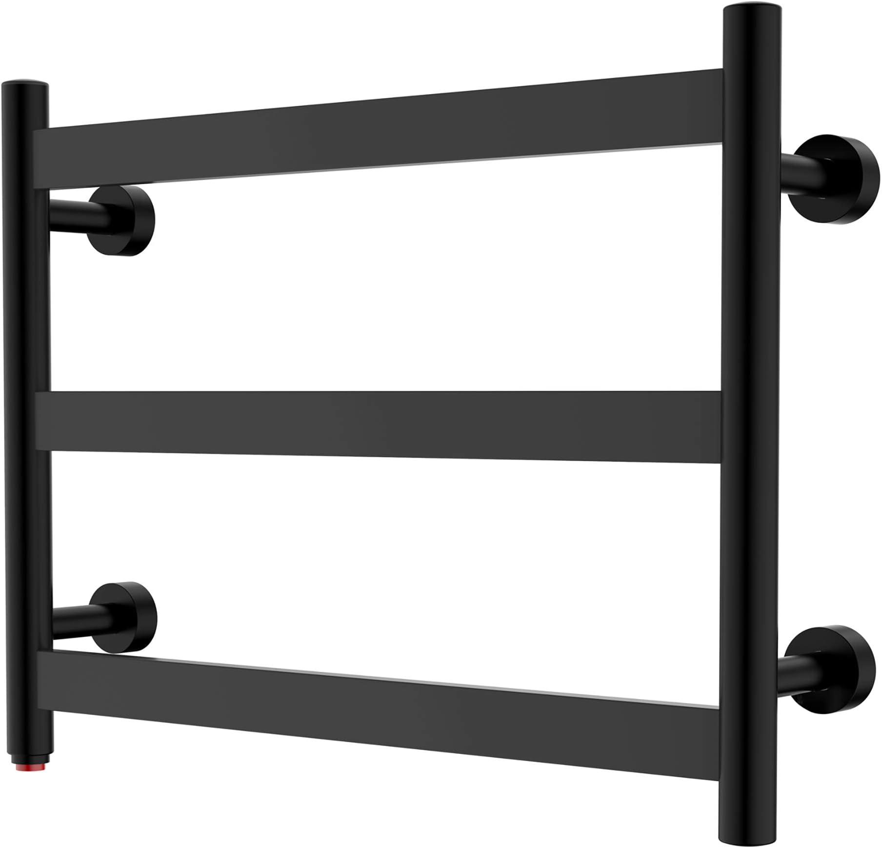 HEATGENE Towel Warmer 3 Flat Bar Towel Dryer Wall-Mounted Plug-in Bath Towel Heater - Matt Black