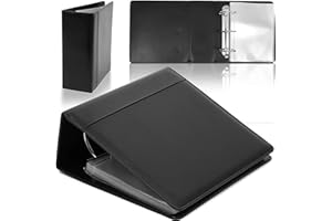 STOCKROOM PLUS Playbill Binder - 10 x 9.5 in, 4-Inch Spine, 3-Ring, Black Leatherette Cover - Folder with 30 Plastic Sleeves - 2 Pockets Per Sleeve