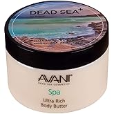 Avani Dead Sea Body Butter – Ultra-Rich Exfoliating & Hydrating Formula with Aloe Vera, Shea, Jojoba, Sunflower & Olive Oils – Suitable for All Skin Types – Vanilla