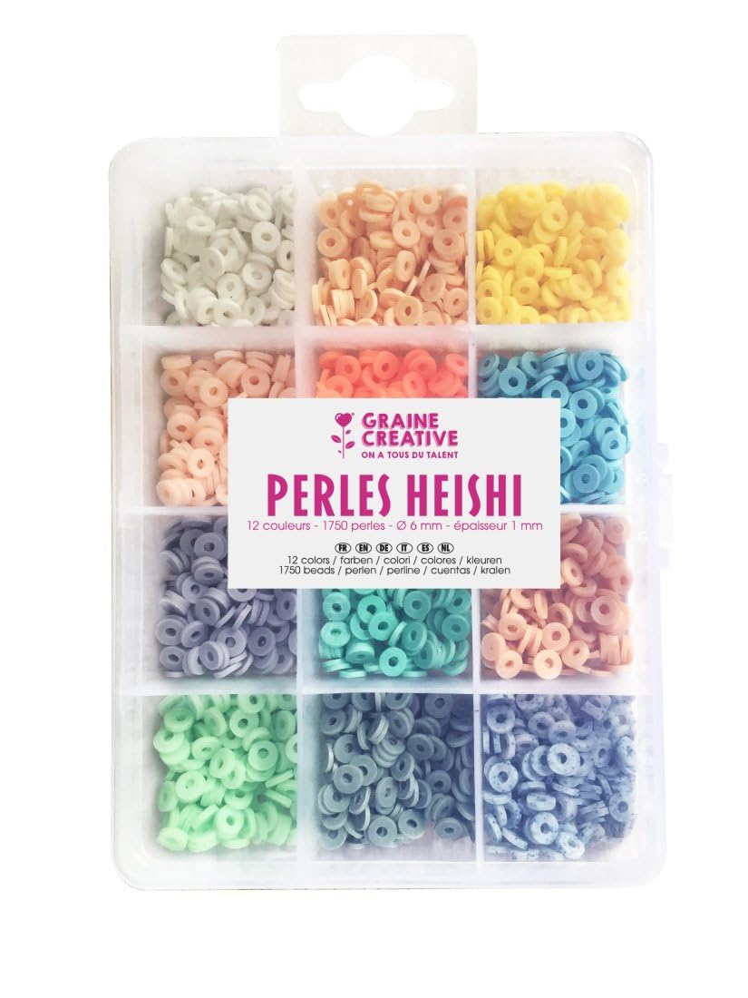 Box of Heishi Beads - 12 Pastel Colors