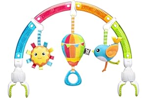 BENBAT Baby Stroller Arch Toy Rainbow Dazzle Friends Play Bar. Fun Newborns Sensory Activity, Adjustable for Bouncers and Car Seat.