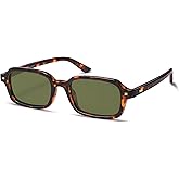 SOJOS Trendy Rectangle Polarized Sunglasses Womens Mens, Small Retro Fashion Thin Slim Square Sunnies SJ2610