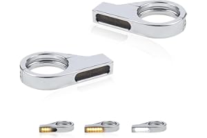 FACAILAHA Motorcycle Switchback Front Fork LED Turn Signals Universal 12V Sequential Amber Blinkers Running Lights fit Honda Harley Yamaha Suzuki Kawasaki, Chrome