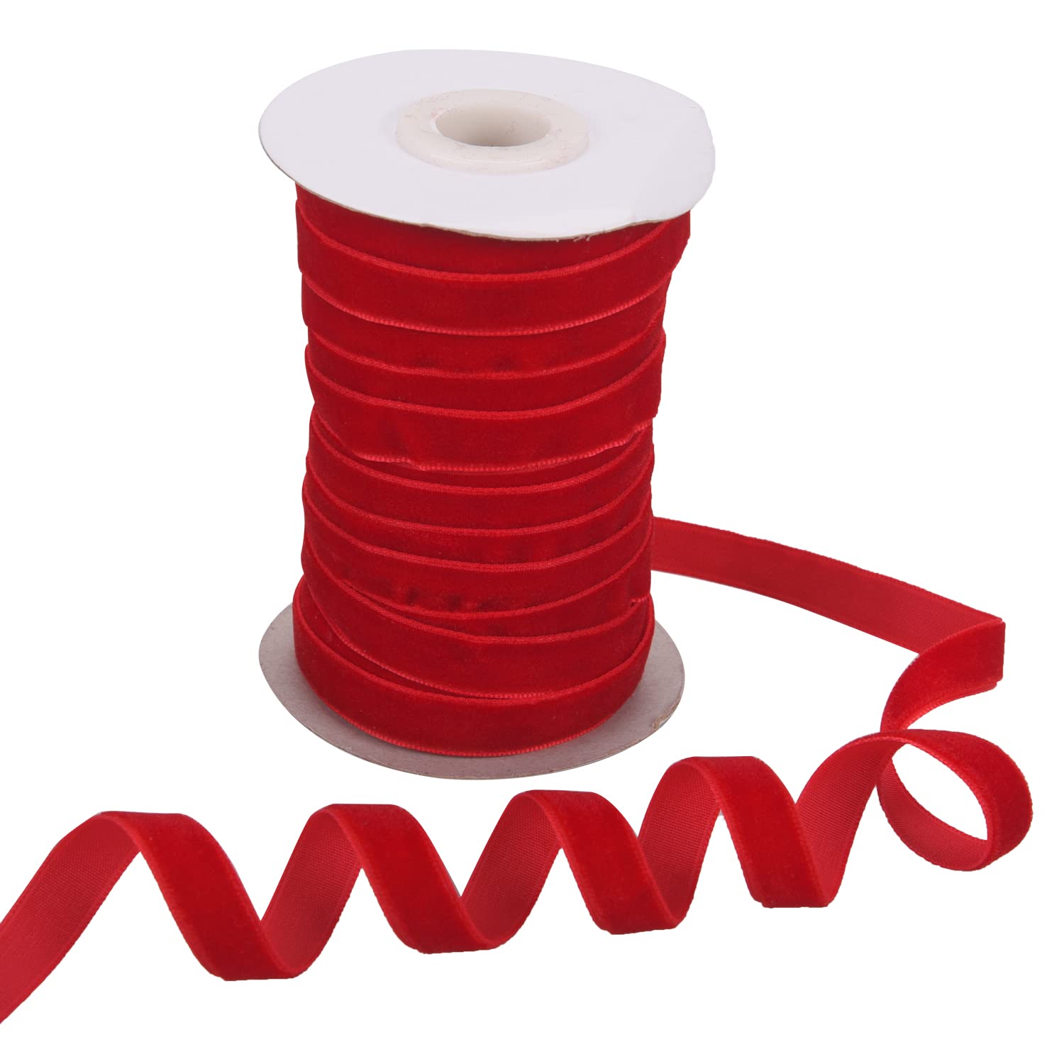 20 Yards Red Velvet Ribbon Crushed Vintage Velvet Ribbons for Choker Gift Wrapping Christmas Festival Packaging (Red, 1cm)