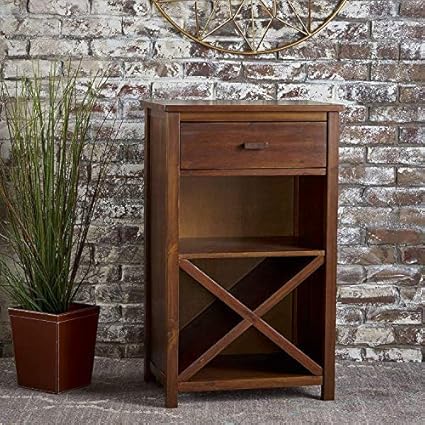 Encore Decor Solid Sheesham Wood Bar Cabinet Furniture with Drawer for Home | Living Room | Natural Brown