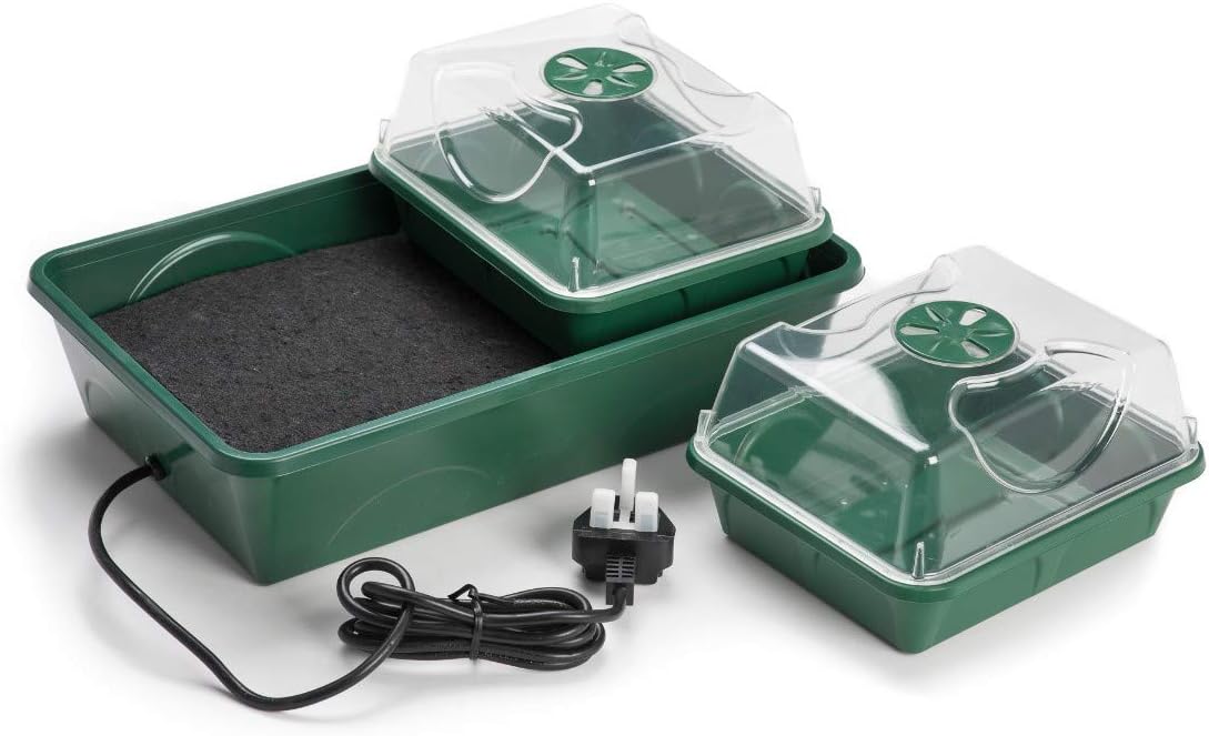 EarlyGrow Heated Electric Shatterproof 2-Bay Self-Watering Propagator - 38 x 24 x 18cm, Green - Image 3