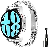 HAYONLIY Slim Stainless Steel Bands Compatible for Samsung Galaxy Watch 7/FE/6/5/4 40mm 44mm, Watch 6/4 Classic 43mm 47mm 42mm 46mm, 5 Pro 45mm, 20mm Dressy Metal Chain Thin Strap for Women